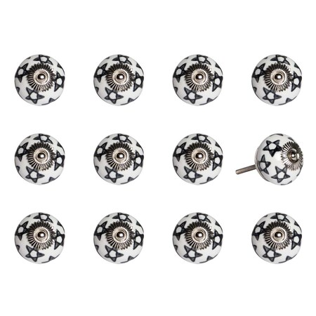 Decoracion K000016 Knob It - White Black & Silver, 12PK DE3698964